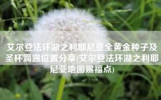 艾尔登法环湖之利耶尼亚全黄金种子及圣杯滴露位置分享(艾尔登法环湖之利耶尼亚地图赐福点)