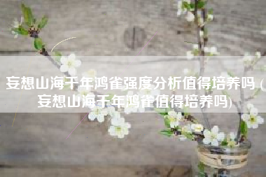 妄想山海千年鸿雀强度分析值得培养吗 (妄想山海千年鸿雀值得培养吗)