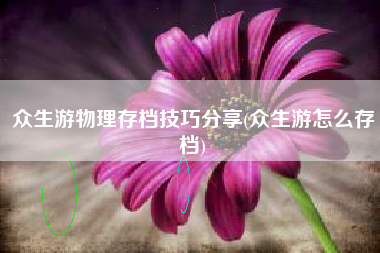 众生游物理存档技巧分享(众生游怎么存档)