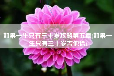 如果一生只有三十岁攻略第五章(如果一生只有三十岁吉他谱)