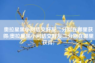 奥拉星黑小问结交好友二分别在哪里获得(奥拉星黑小问结交好友二分别在哪里获得)