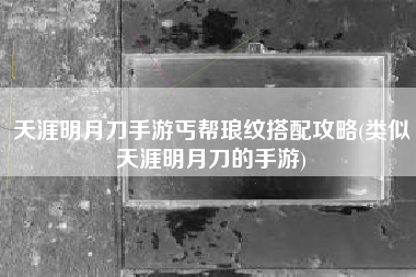 天涯明月刀手游丐帮琅纹搭配攻略(类似天涯明月刀的手游)