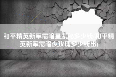 和平精英新军需暗星紫秘多少钱(和平精英新军需暗夜玫瑰多少钱出)