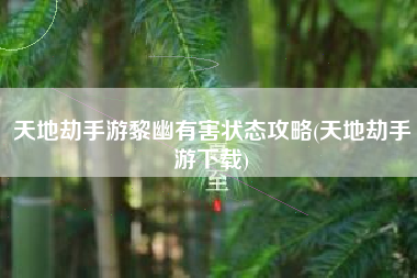 天地劫手游黎幽有害状态攻略(天地劫手游下载)