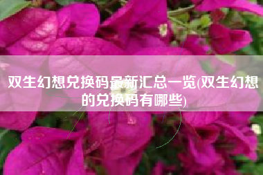 双生幻想兑换码最新汇总一览(双生幻想的兑换码有哪些)