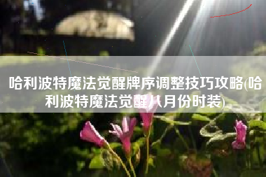哈利波特魔法觉醒牌序调整技巧攻略(哈利波特魔法觉醒八月份时装)