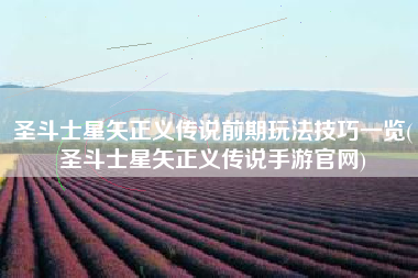圣斗士星矢正义传说前期玩法技巧一览(圣斗士星矢正义传说手游官网)