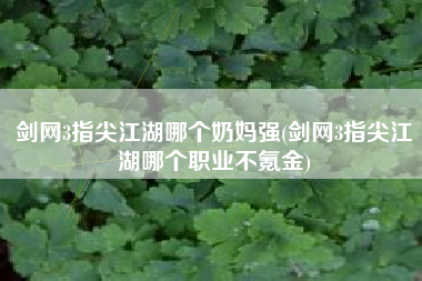 剑网3指尖江湖哪个奶妈强(剑网3指尖江湖哪个职业不氪金)