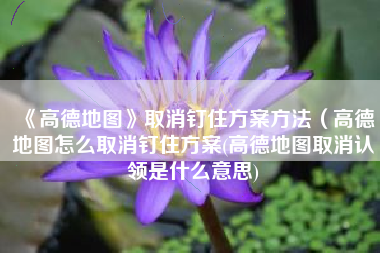 《高德地图》取消钉住方案方法（高德地图怎么取消钉住方案(高德地图取消认领是什么意思)