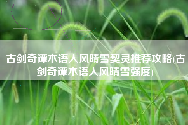 古剑奇谭木语人风晴雪契灵推荐攻略(古剑奇谭木语人风晴雪强度)