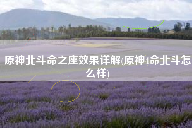 原神北斗命之座效果详解(原神4命北斗怎么样)