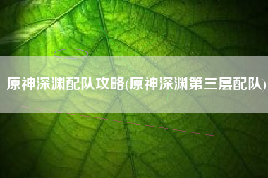 原神深渊配队攻略(原神深渊第三层配队)