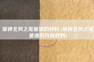 原神北风之尾是谁的材料 (原神北风之尾是谁的升级材料)
