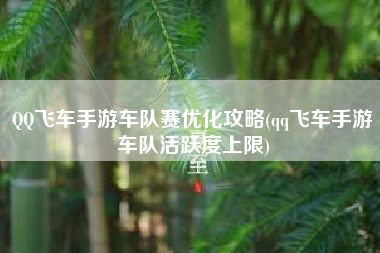 QQ飞车手游车队赛优化攻略(qq飞车手游车队活跃度上限)