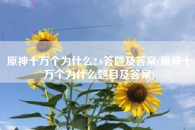 原神十万个为什么2.6答题及答案(原神十万个为什么题目及答案)