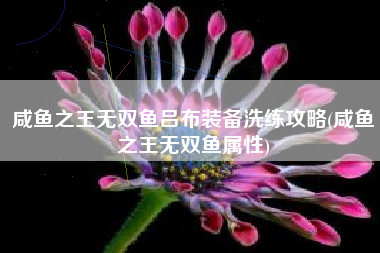 咸鱼之王无双鱼吕布装备洗练攻略(咸鱼之王无双鱼属性)