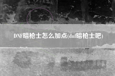 DNF暗枪士怎么加点(dnf暗枪士吧)