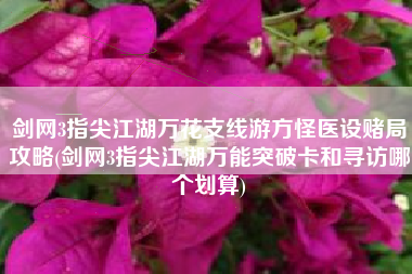 剑网3指尖江湖万花支线游方怪医设赌局攻略(剑网3指尖江湖万能突破卡和寻访哪个划算)