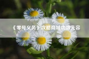 《零号义务》攻略商城功效先容