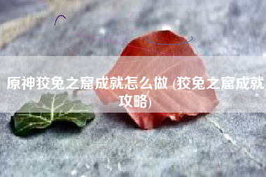 原神狡兔之窟成就怎么做 (狡兔之窟成就攻略) 原神狡兔之窟成就怎么做 (狡兔之窟成就攻略)