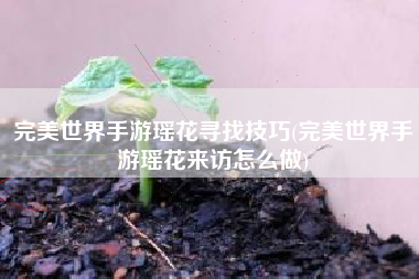 完美世界手游瑶花寻找技巧(完美世界手游瑶花来访怎么做)