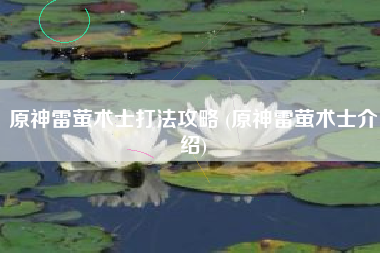 原神雷萤术士打法攻略 (原神雷萤术士介绍) 原神雷萤术士打法攻略 (原神雷萤术士介绍)