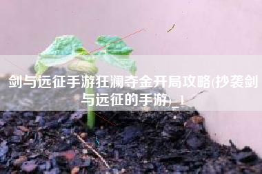 剑与远征手游狂澜夺金开局攻略(抄袭剑与远征的手游)_1