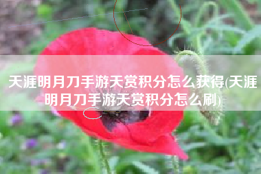 天涯明月刀手游天赏积分怎么获得(天涯明月刀手游天赏积分怎么刷)