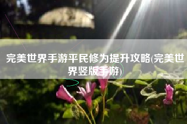 完美世界手游平民修为提升攻略(完美世界竖版手游)