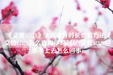 《交管12123》学法减分时长查看方法（交管12123怎么查询学习时长(交管12123登录不上去怎么回事)