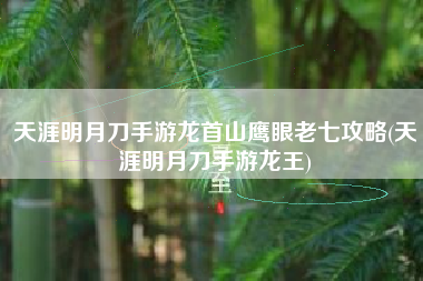 天涯明月刀手游龙首山鹰眼老七攻略(天涯明月刀手游龙王)