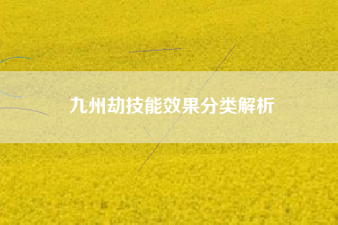 九州劫技能效果分类解析