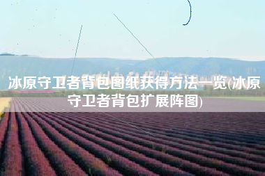 冰原守卫者背包图纸获得方法一览(冰原守卫者背包扩展阵图)