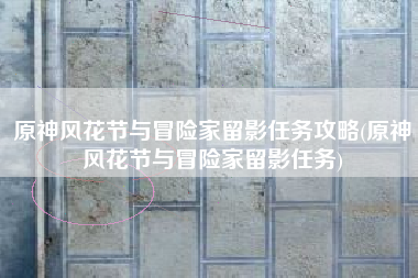 原神风花节与冒险家留影任务攻略(原神风花节与冒险家留影任务)