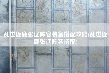 乱世逐鹿张辽阵容装备搭配攻略(乱世逐鹿张辽阵容搭配)