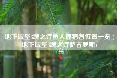 地下城堡3魂之诗鱼人捕猎者位置一览 (地下城堡3魂之诗萨古罗斯)