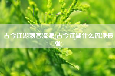 古今江湖刺客流派(古今江湖什么流派最强)
