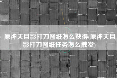 原神天目影打刀图纸怎么获得(原神天目影打刀图纸任务怎么触发)