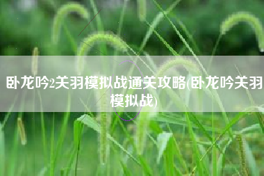 卧龙吟2关羽模拟战通关攻略(卧龙吟关羽模拟战)