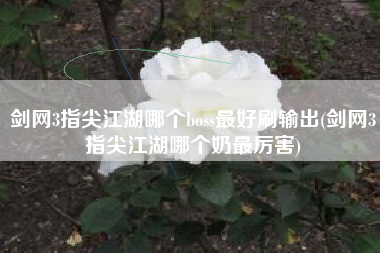 剑网3指尖江湖哪个boss最好刷输出(剑网3指尖江湖哪个奶最厉害)