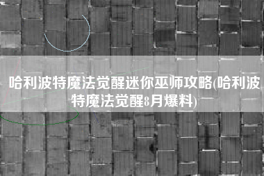 哈利波特魔法觉醒迷你巫师攻略(哈利波特魔法觉醒8月爆料)