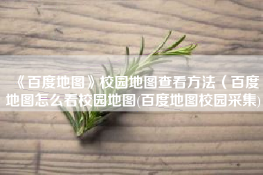 《百度地图》校园地图查看方法（百度地图怎么看校园地图(百度地图校园采集)