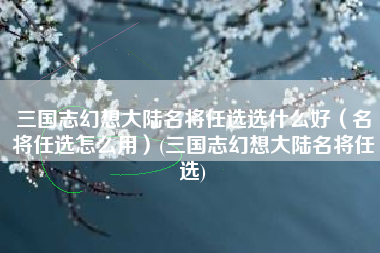 三国志幻想大陆名将任选选什么好（名将任选怎么用）(三国志幻想大陆名将任选)