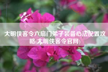大明侠客令六扇门弟子装备心法配置攻略(大明侠客令官网)