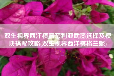双生视界西洋棋高奈利亚武器选择及模块搭配攻略(双生视界西洋棋格兰妮)