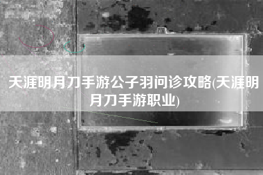 天涯明月刀手游公子羽问诊攻略(天涯明月刀手游职业)