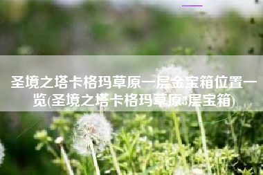 圣境之塔卡格玛草原一层金宝箱位置一览(圣境之塔卡格玛草原3层宝箱)