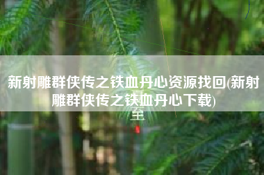 新射雕群侠传之铁血丹心资源找回(新射雕群侠传之铁血丹心下载)
