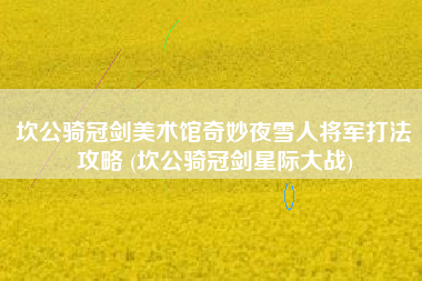 坎公骑冠剑美术馆奇妙夜雪人将军打法攻略 (坎公骑冠剑星际大战)