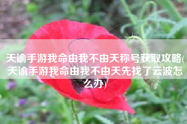 天谕手游我命由我不由天称号获取攻略(天谕手游我命由我不由天先找了云波怎么办)